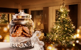 高清晰圣诞甜品罐壁纸