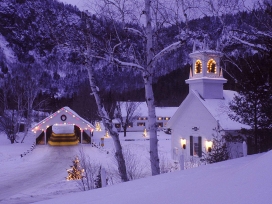 森林里的圣诞雪屋