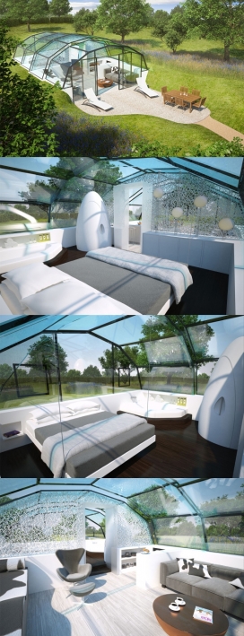 光子空间-45平方米，高效能玻璃幕墙，设计师采用最大限度地发挥自然日光，有一个不错的双卧室，集成厨房和浴室