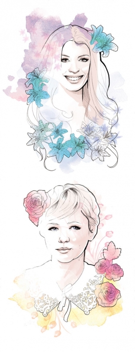 Portraits-水彩女性人像插画