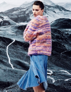 埃琳娜梅尔尼克-LOfficiel土耳其2015年1月-五颜六色生动的图案时装秀