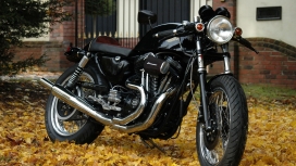 高清晰黑色哈雷戴维森摩托车