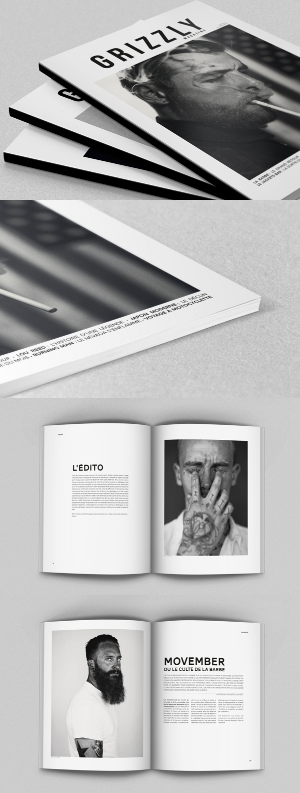 Grizzly Magazine灰熊杂志排版设计-为摇滚音乐节打造的融合了音乐,时尚和文化活动的设计图片