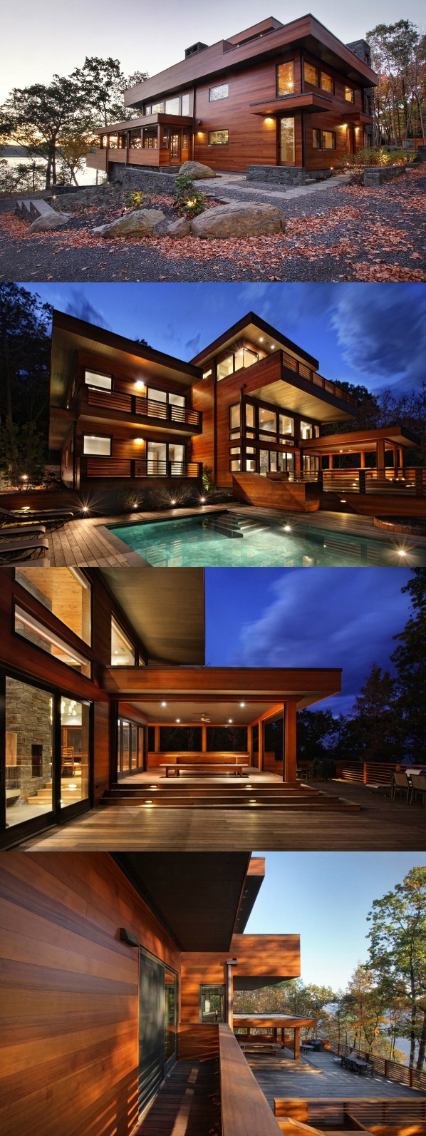 哈得逊河的建筑设计-位于哈得逊河河岸,定制家居充当避难所的夫妇,因为他们可以承载的朋友和家人的地方。客舱般的美感,是一个现代家居。简洁的线条,但有一个温暖的感觉,因为它是穿着天然木材。封面大图