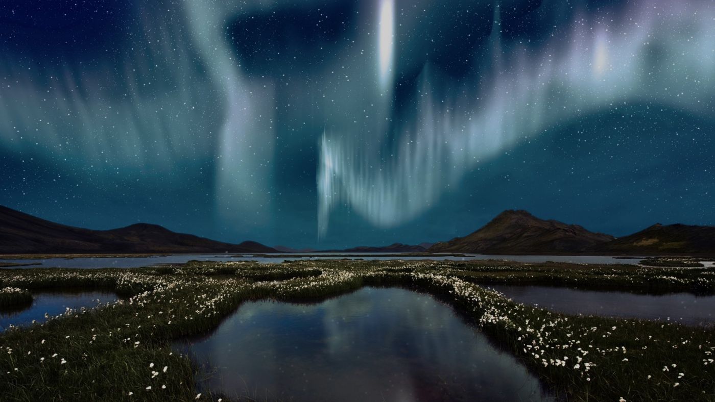 白色的北极光梦图片