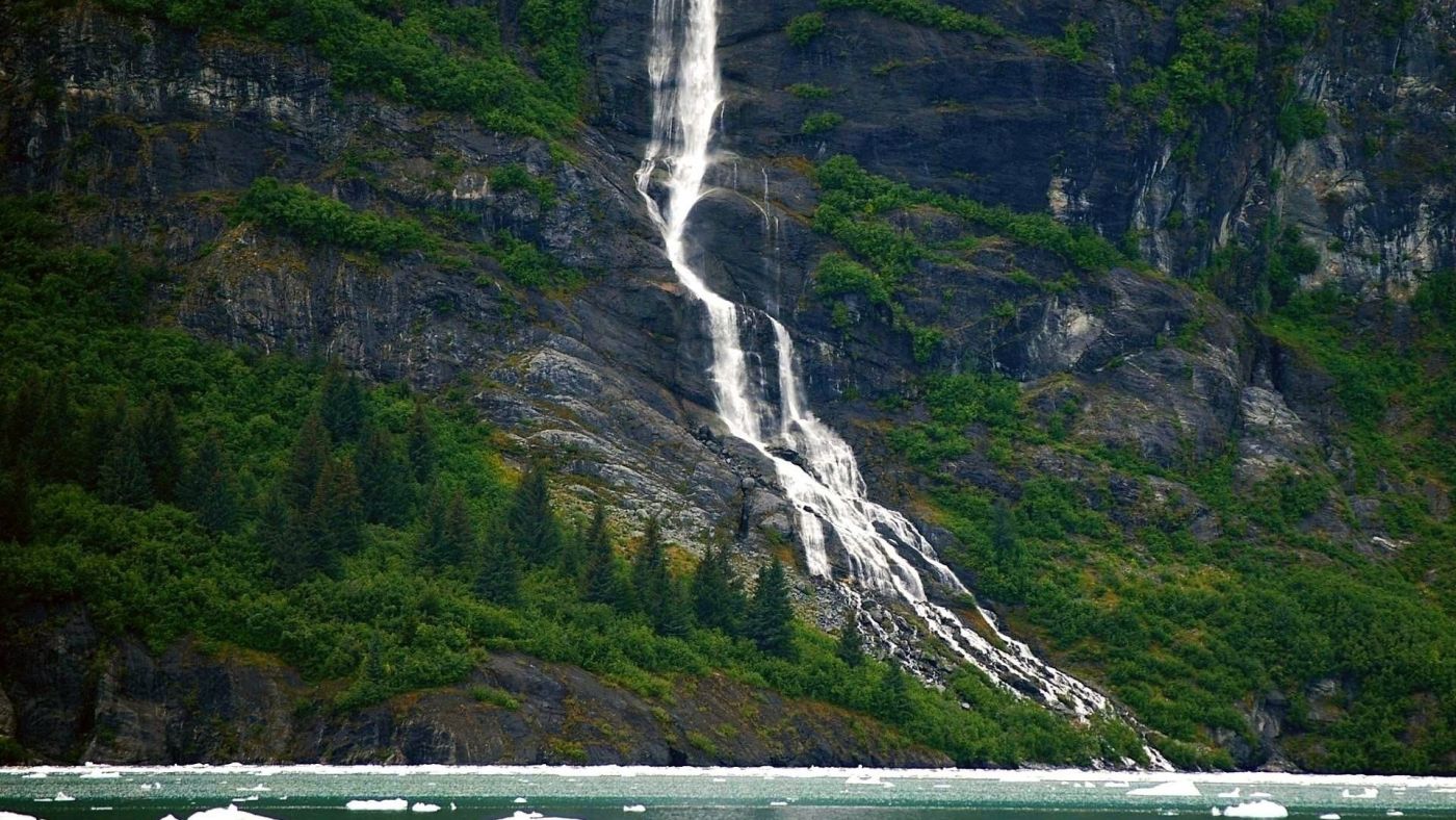 高清晰树河山瀑布图片