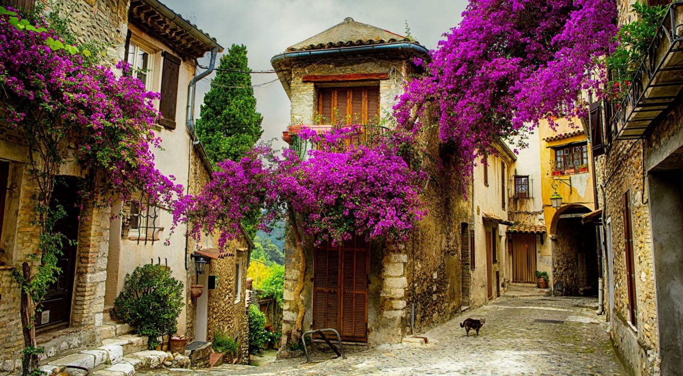 欧式花园乡村建筑街道壁纸封面大图