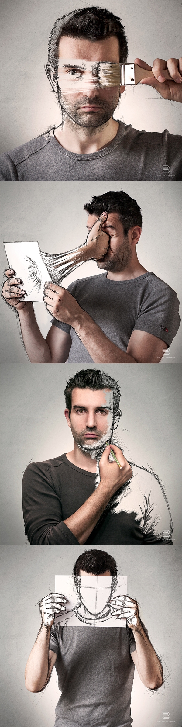 虚实生活人像素描作品图片