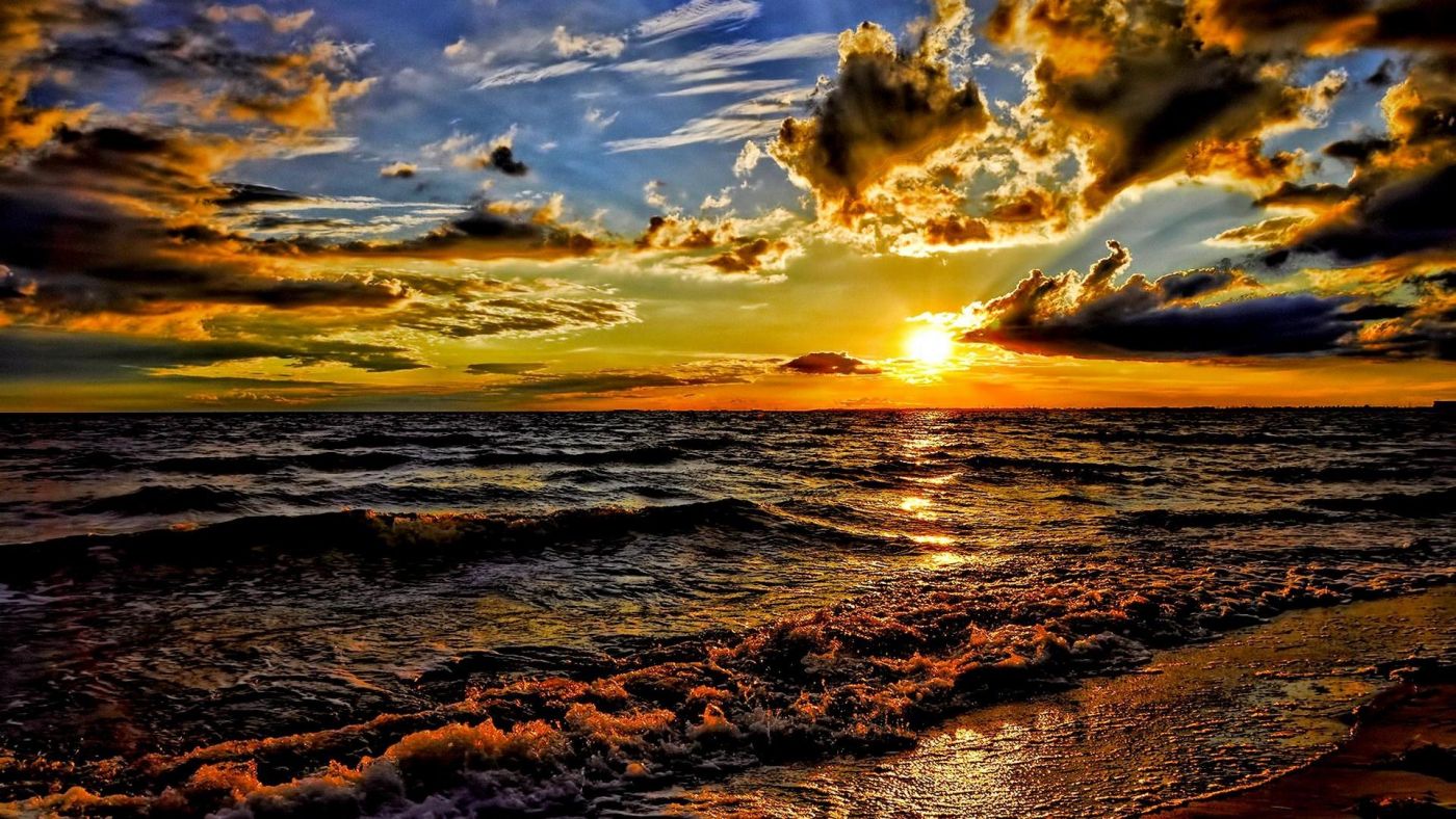 【1366x768】大洋,大海,云,天空,自然,海浪,风景桌面壁纸 - 彼岸桌面