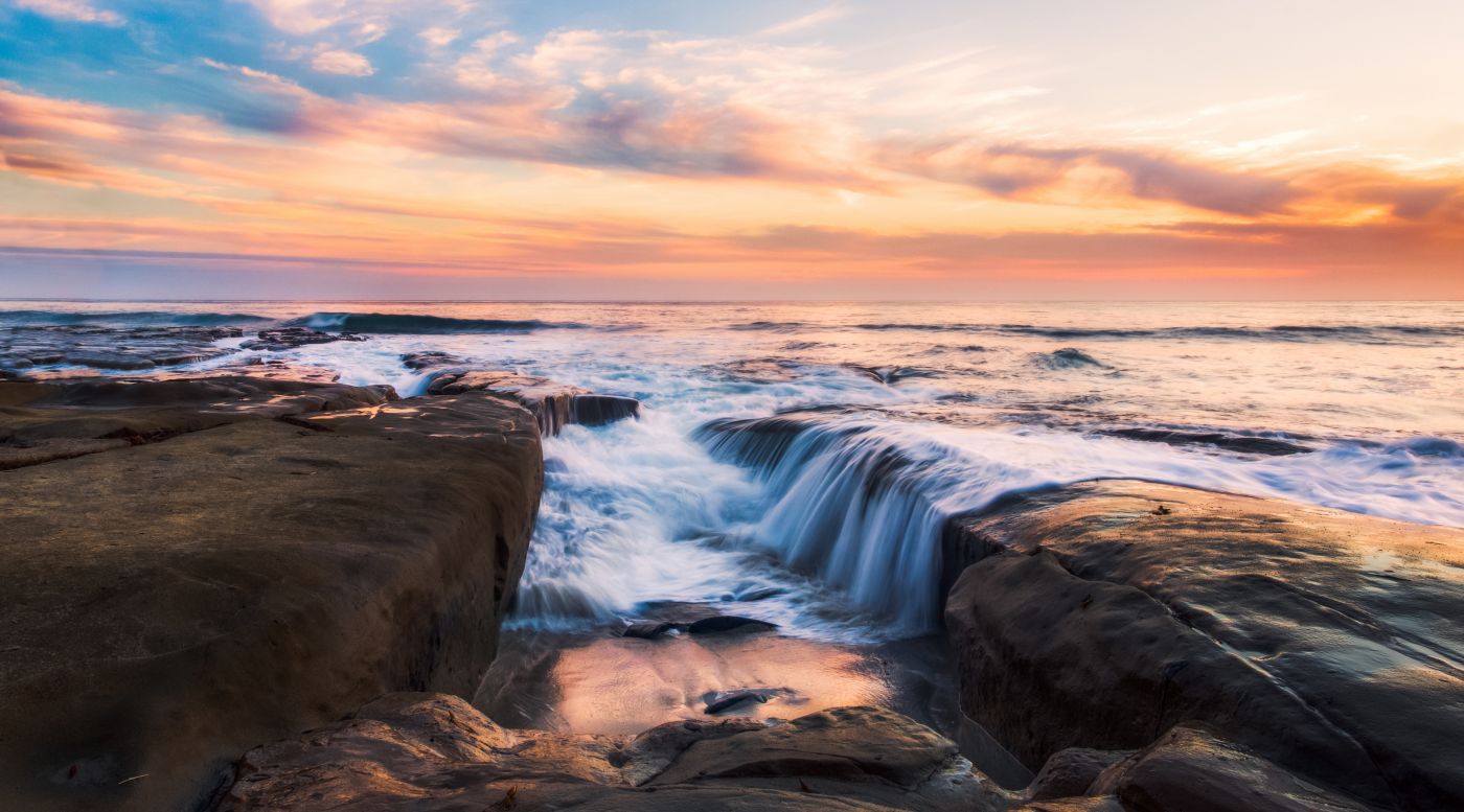 高清晰海洋小瀑布小溪壁纸图片
