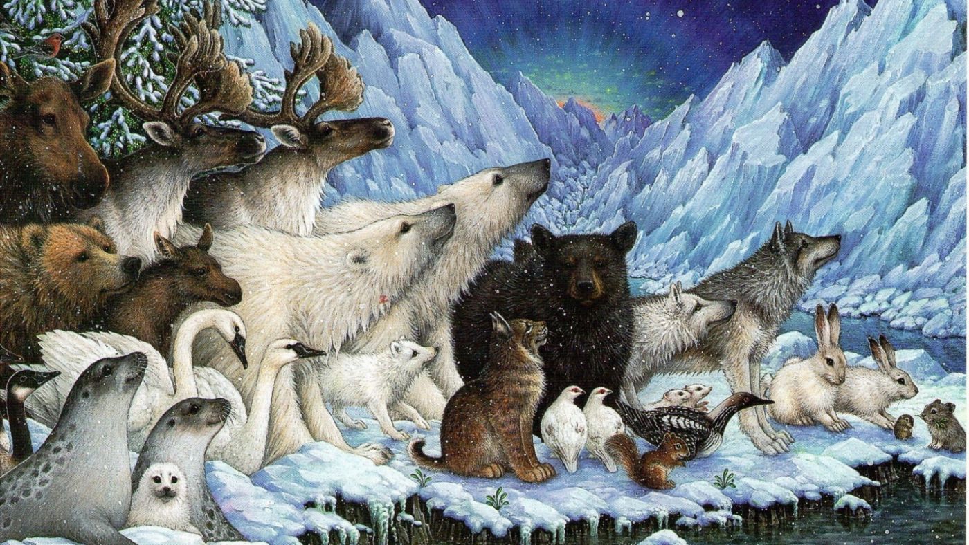 高清晰水墨动物集锦图壁纸图片