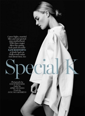 简约嘉人-凯特・博斯沃思-Marie Claire玛丽・克莱尔杂志人像-展现休斯风格的全白色外观