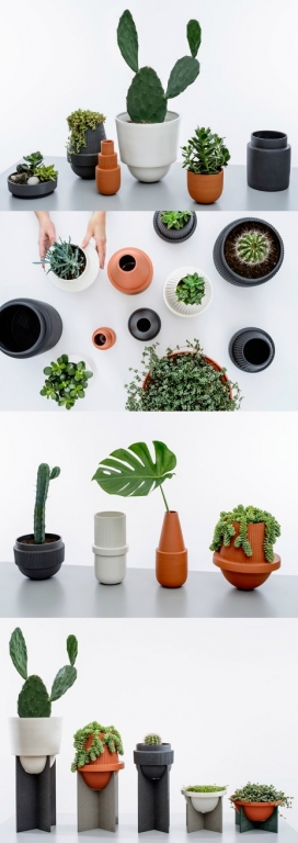 MPGMB的家居用品-多彩的几何陶土花盆，灵感来自于亚利桑那州的景观