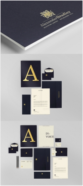 亚历山大・布拉德利律师品牌设计-灵感来自于维多利亚时代和格鲁吉亚的文具