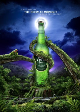 啤酒与大自然的结合创意-高级修饰技术设计欣赏