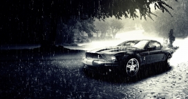 高清晰福特野马7汽车黑白壁纸