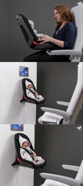 AirBorn-航空婴儿安全座椅设计-为婴儿宝宝提供的安全解决方案，提高婴儿的舒适性有利于乘客看护宝宝