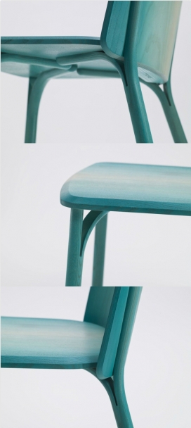 TON渐变颜色的椅子设计-使用木材弯曲技术制作而成