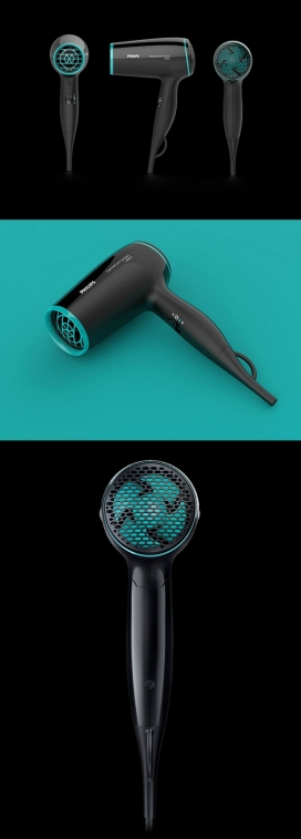 Compact HairDryer飞利浦吹风机-丰富明亮的触摸纹理颜色，俏皮紧凑的干燥机结构便于操作。