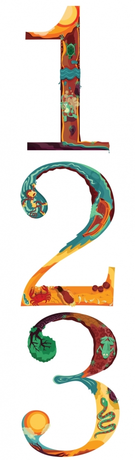 印尼寓言数字及符号插画设计