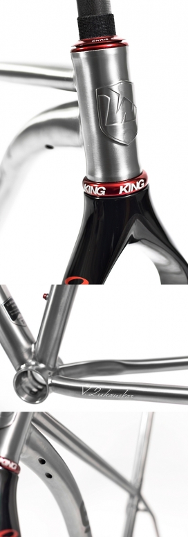 Wittson Bestia轻便自行车车架设计-超大的锥形外部和内部对接管，全部采用液压成型，手工磨砂处理，集成盘电缆布线