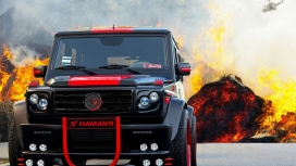HAMANN台风G55AMG黑红越野车前面壁纸