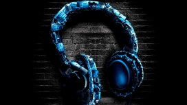 高清晰蓝色抽象耳机壁纸
