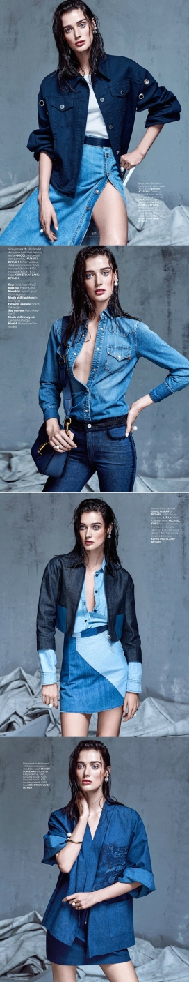 一个蓝色的心情-牛仔时装-ELLE艾丽土耳其2015年5月