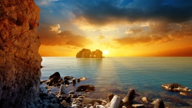 黄昏下的海岛壁纸