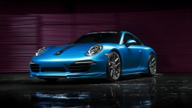 高清晰蓝色保时捷911双门轿跑车壁纸