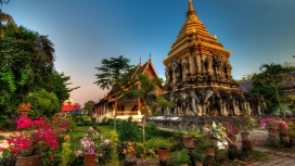 泰国清曼寺建筑壁纸