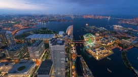 日本横滨夜景城市鸟瞰图壁纸