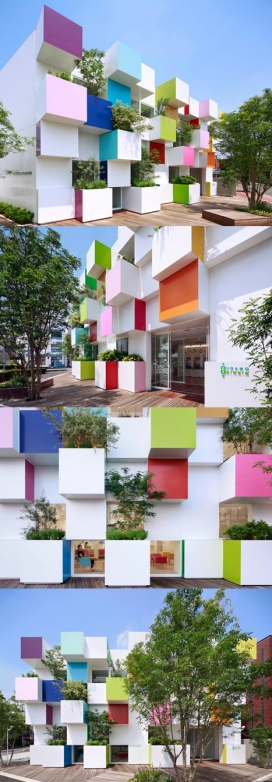 彩虹色的立方体房屋设计-像舞动音符的彩虹旋律