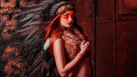 高清晰印第安部落风格彩妆美女壁纸下载