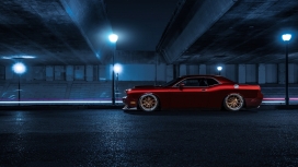 高清晰红色道奇挑战者前沿侧壁纸