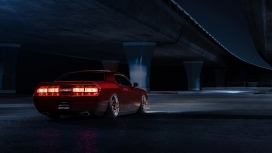 高清晰红色道奇挑战者后尾壁纸