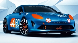 高清晰雷诺2015蓝色Alpine Celebration概念车侧面宽屏壁纸下载