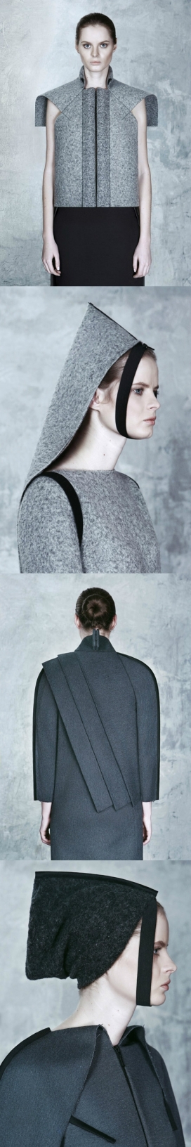 乌克兰品牌DZHUS极权主义美学的秋冬季时尚折叠针织羊毛毡时装秀