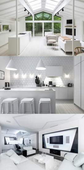 全白色的房间-是一个宁静干净清爽的外观非常吸引人，整体充满质感，特别是白色内饰，看起来像通往繁茂绿色树木