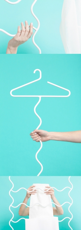 HI Hangers-连续弯曲的金属棒衣架设计-可以隐藏在黑暗的衣橱中