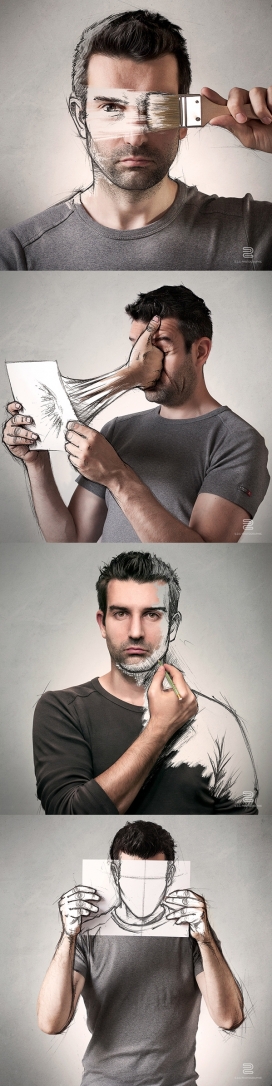 虚实生活人像素描作品