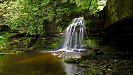 高清晰漂亮的瀑布水潭壁纸