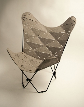 Facetation羊毛毡蝴蝶椅-一个微妙的镶嵌软结构，提供一个具有创造性和诱人的席位