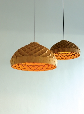 菱形巢吊灯-灵感源于自然蜜蜂的巢，采用天然木材不使用胶水制成