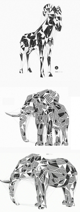 Polymal-动物多边形线条插画设计