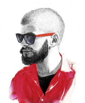 眼镜人像插画设计