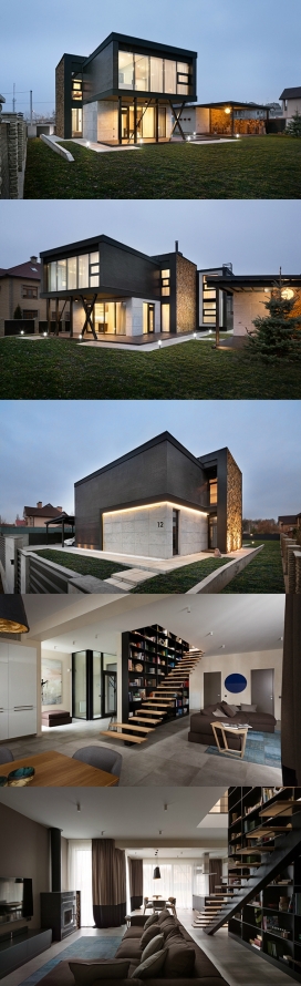 Buddy House好友之家-位于基辅州，总面积235平方米，整屋采用天然橡木制成，深刻的暗色调十分奢华富贵