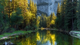 优胜美地公园河倒影壁纸
