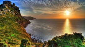 英格兰埃克斯穆尔国家公园夕阳湖壁纸