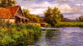 高清晰漂亮的水粉油画风景壁纸下载